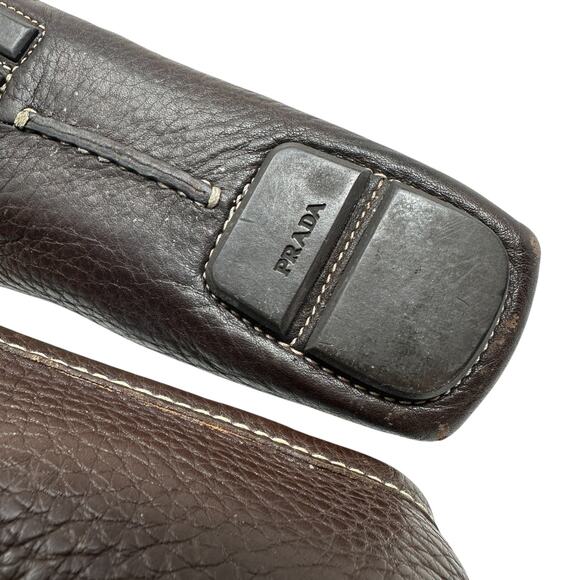 Prada Vintage Driving Shoe Loafer Flats Pebble Leather Tassel Brown Size 37 US 7 - Picture 12 of 15